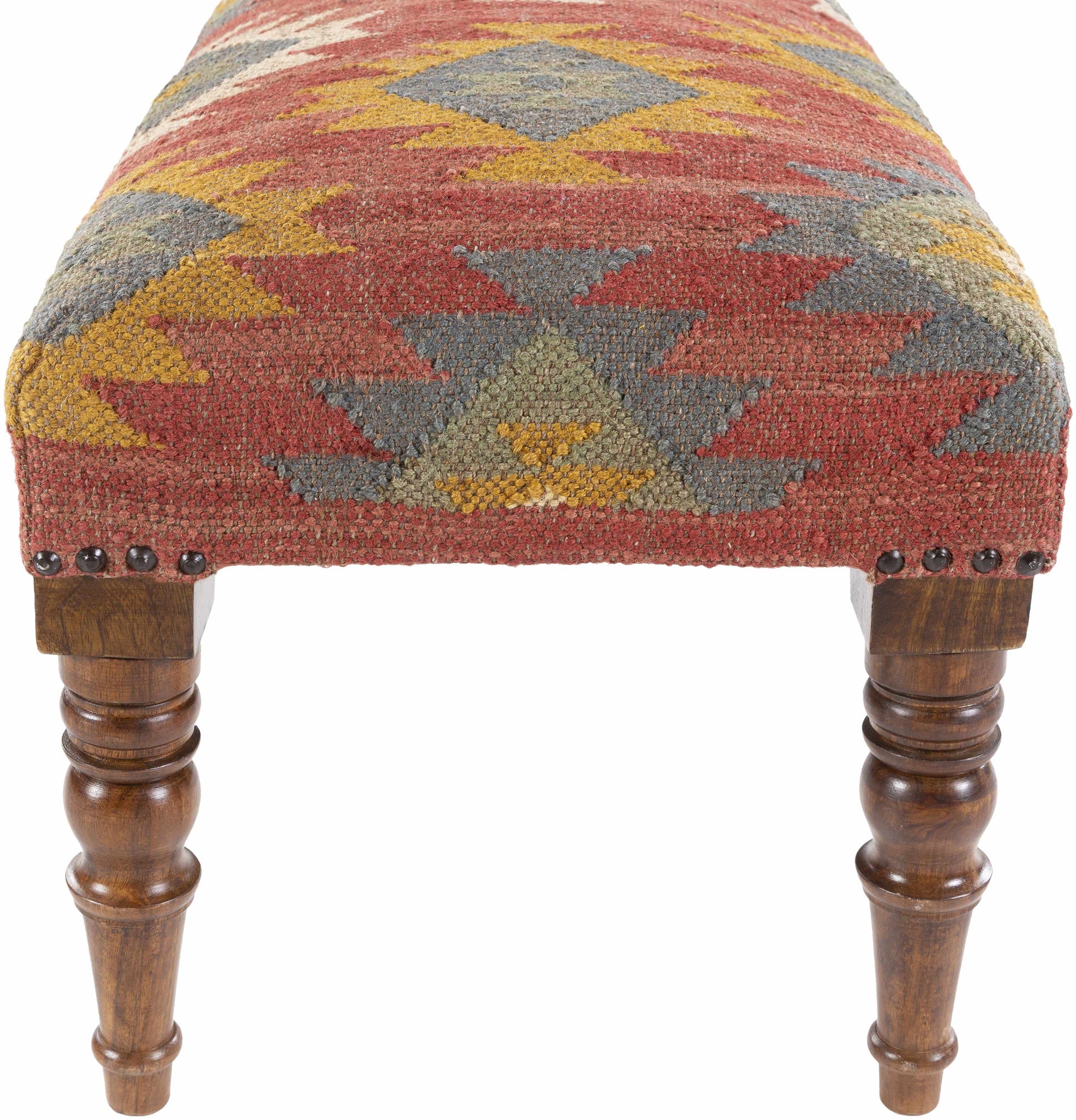 Yunak Rustic Geometric Tapestry Bench-4