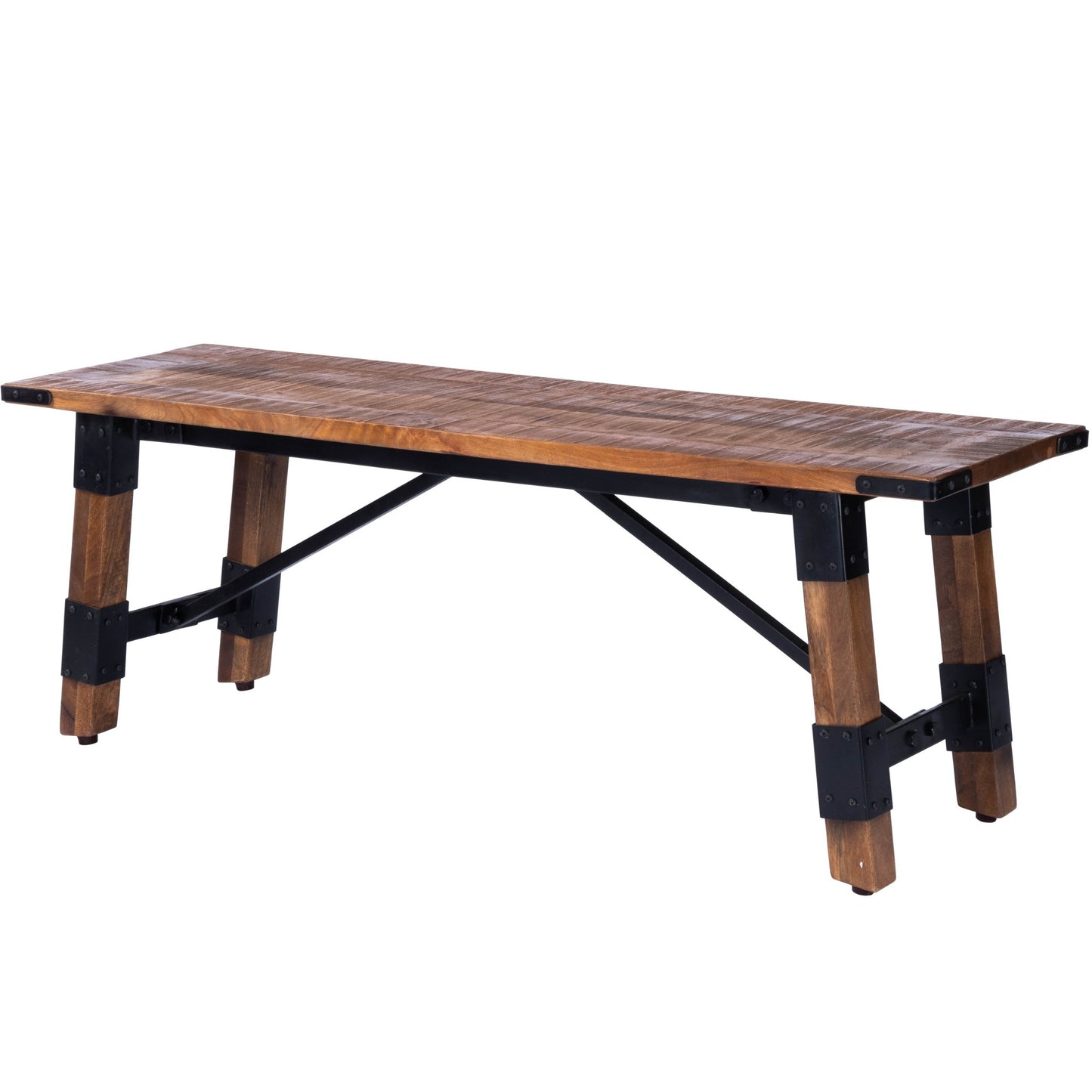 Mod Industrial Rustic Wood Bench-0