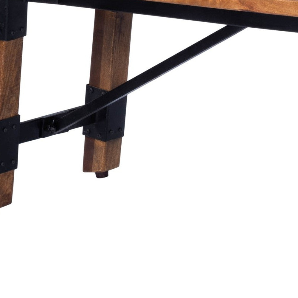 Mod Industrial Rustic Wood Bench-7