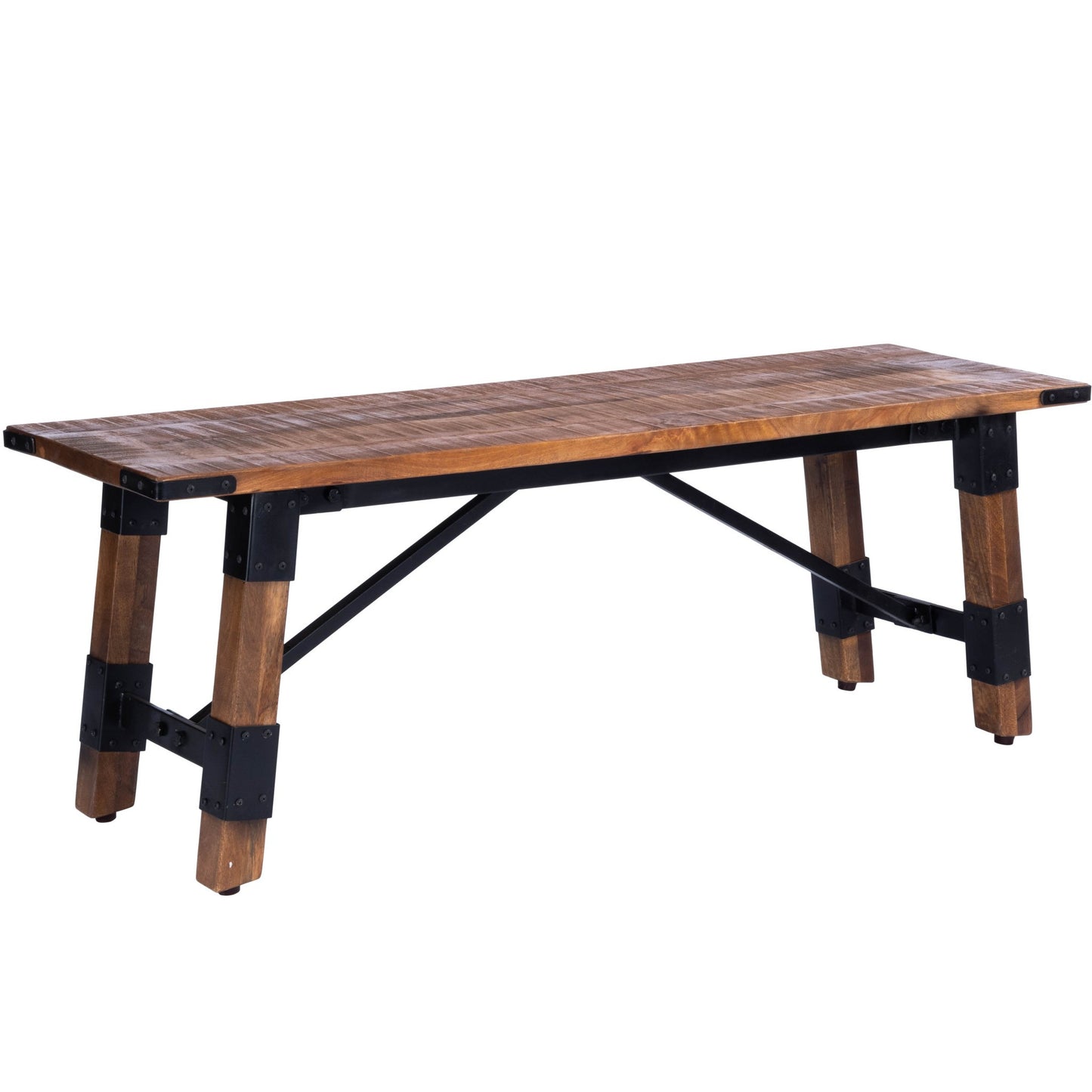 Mod Industrial Rustic Wood Bench-8