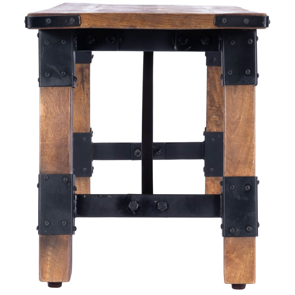 Mod Industrial Rustic Wood Bench-2