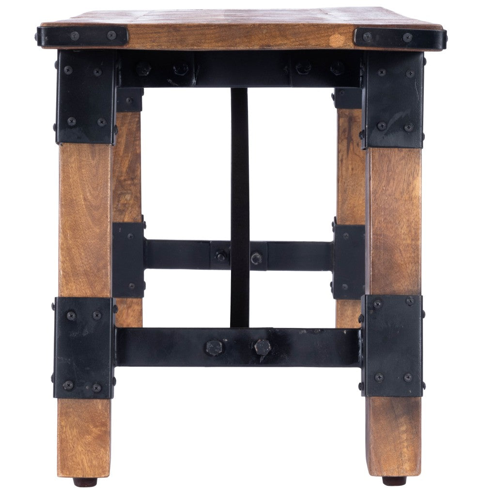 Mod Industrial Rustic Wood Bench-4