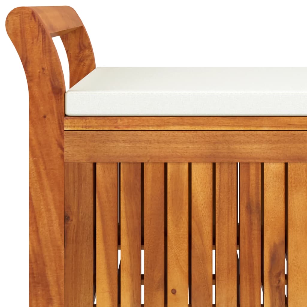 vidaXL Outdoor Storage Bench Patio Deck Box with Cushion Solid Wood Acacia-2