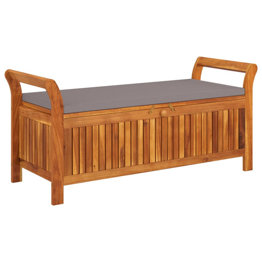 vidaXL Outdoor Storage Bench Patio Deck Box with Cushion Solid Wood Acacia-0