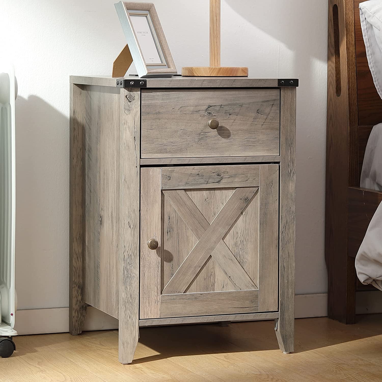 Barnwood Rustic Nightstand, Grey-0